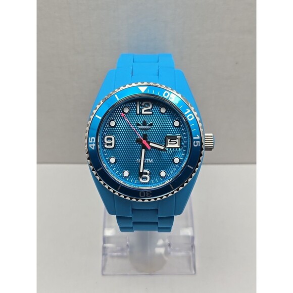 Adidas Brisbane Blue Unisex Quartz Date Window 42mm Rubber Band 100M New Battery - Picture 1 of 10